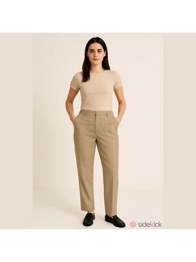 H&M high waisted Plaid Tan Trousers size 8